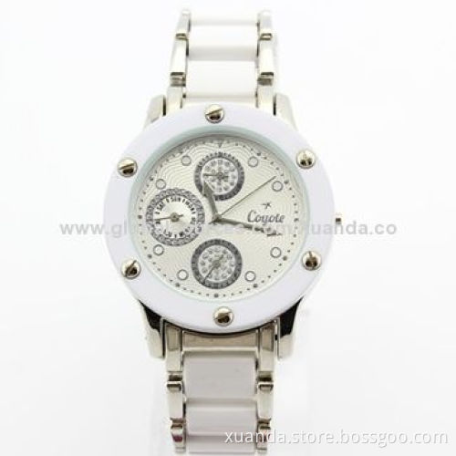 Metal sports watches, plastic and metal strap match together, IPS plating on case, 3ATM waterproof
